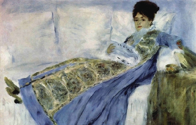 Madame Claude Monet Reading Le Figaro, by Pierre-Auguste Renoir