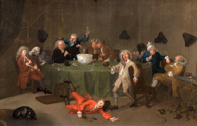 A Midnight Modern Conversation, by William Hogarth