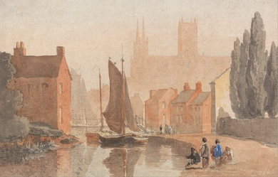 Lincoln Cathedral From Brayford Pool, by David Cox